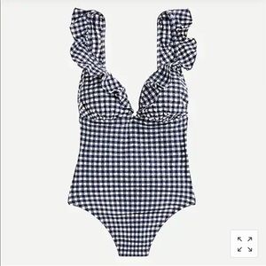 NEW! JCrew Gingham ruffle swinsuit